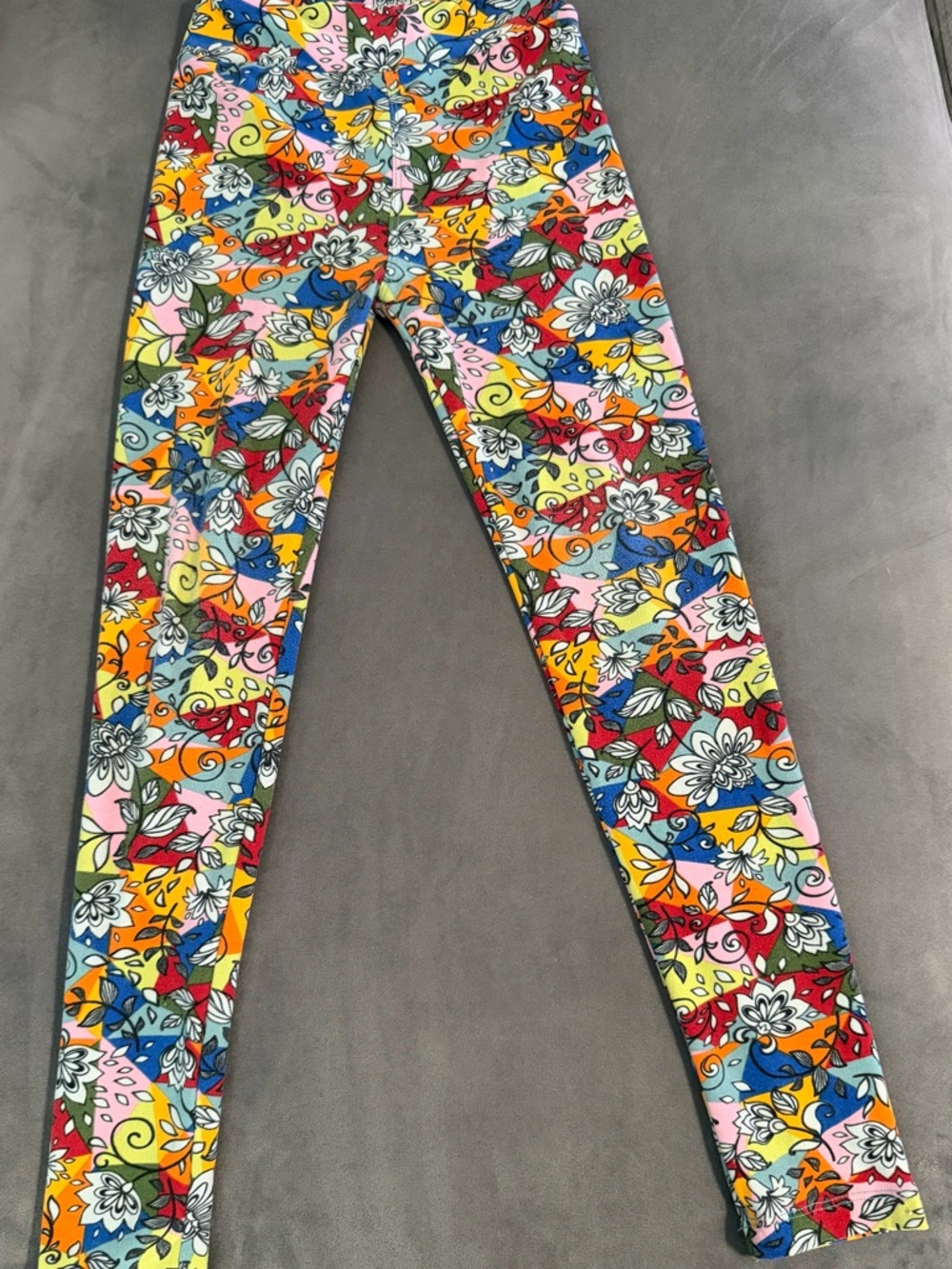 LuLaRoe Kids Multicolor Floral Swirl Print Leggings - Bright Mix